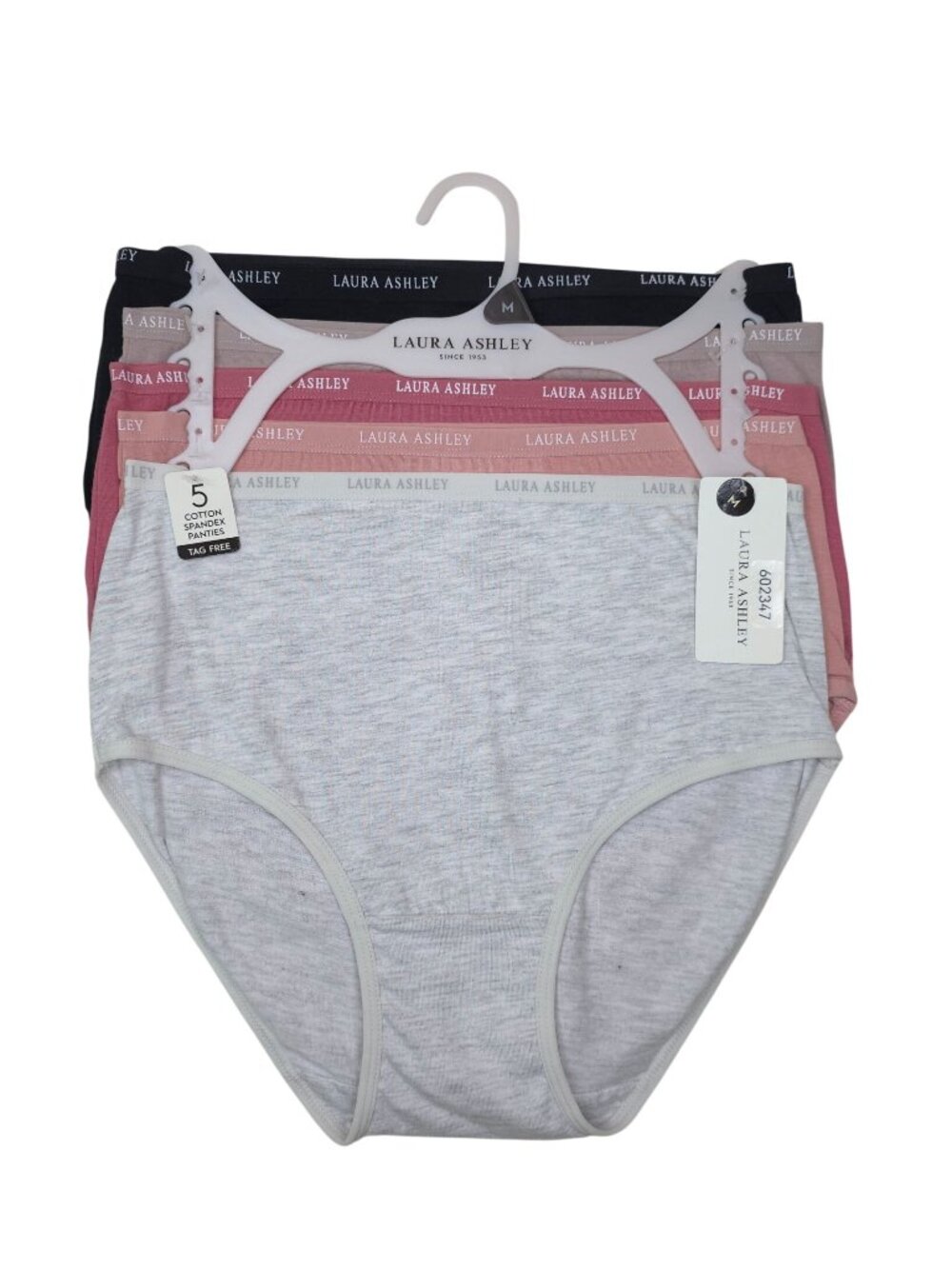 Laura Ashley Womens 5-Pack Tag-Free Panties Size Medium Cotton Spandex